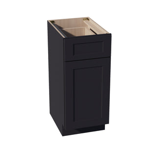 HE - VB1521: Ebony Black Shaker 15"W x 34 - 1/2"H x 21"D 1 Door & 1 Drawer Single Door Vanity Base Cabinets - homecabinets