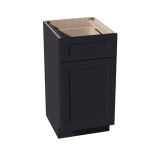 HE - VB1821: Ebony Black Shaker 18"W x 34 - 1/2"H x 21"D 1 Door & 1 Drawer Single Door Vanity Base Cabinets - homecabinets