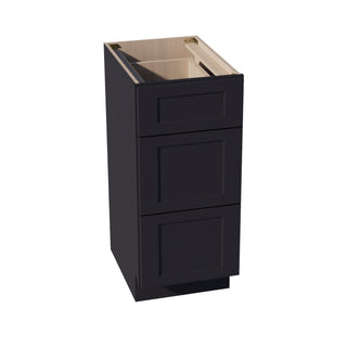 HE - VDB1521: Ebony Black Shaker 15"W x 34 - 1/2"H x 21"D 3 Drawers Vanity Base Cabinets - homecabinets