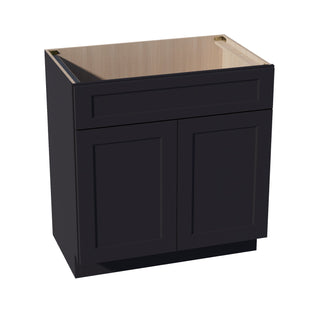 HE - VSB3321: Ebony Black Shaker 33"W x 34 - 1/2"H x 21"D 2 Doors & 1 False Drawer Vanity Sink Base Cabinets - homecabinets