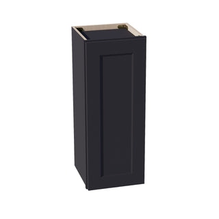 HE - W1230:: Ebony Black Shaker 12"W x 30"H 1 Door & 2 Shelves Standard Wall Cabinet - homecabinets