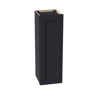 HE - W1236: Ebony Black Shaker 12"W x 36"H 1 Door & 2 Shelves Standard Wall Cabinet - homecabinets