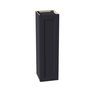 HE - W1242: Ebony Black Shaker 12"W x 42"H 1 Door & 3 Shelves Standard Wall Cabinet - homecabinets