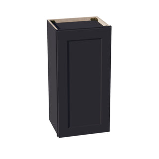 HE - W1530: Ebony Black Shaker 15"W x 30"H 1 Door & 2 Shelves Standard Wall Cabinet - homecabinets