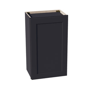 HE - W1830: Ebony Black Shaker 18"W x 30"H 1 Door & 2 Shelves Standard Wall Cabinet - homecabinets