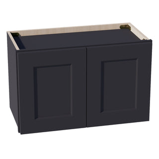 HE - W2415: Ebony Black Shaker 24"W x 15"H 2 Doors Standard Wall Bridge Cabinet - homecabinets