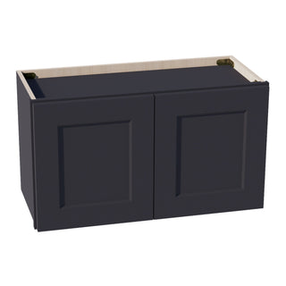 HE - W2715: Ebony Black Shaker 27"W x 15"H 2 Doors Standard Wall Bridge Cabinet - homecabinets