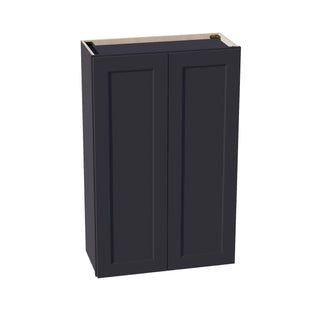 HE - W2742: Ebony Black Shaker 27"W x 42"H 2 Doors & 3 Shelves Standard Wall Cabinet - homecabinets