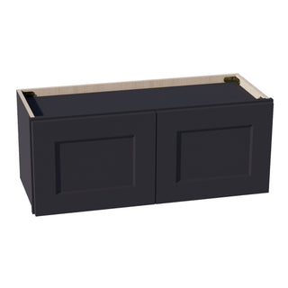 HE - W3012: Ebony Black Shaker 30"W x 12"H 2 Doors Standard Wall Bridge Cabinet - homecabinets