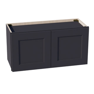 HE - W3015: Ebony Black Shaker 30"W x 15"H 2 Doors Standard Wall Bridge Cabinet - homecabinets