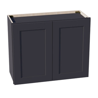 HE - W3024: Ebony Black Shaker 30"W x 24"H 2 Doors Standard Wall Bridge Cabinet - homecabinets