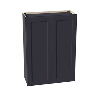 HE - W3042: Ebony Black Shaker 30"W x 42"H 2 Doors & 3 Shelves Standard Wall Cabinet - homecabinets