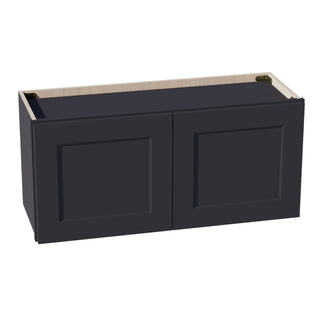 HE - W3315: Ebony Black Shaker 33"W x 15"H 2 Doors Standard Wall Bridge Cabinet - homecabinets