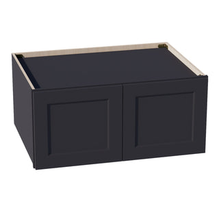 HE - W331524: Ebony Black Shaker 33"W x 15"H x 24"D 2 Doors Standard Bridge Wall Cabinet - homecabinets