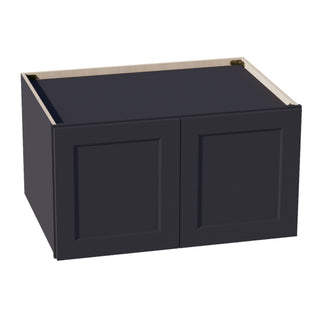 HE - W331824: Ebony Black Shaker 33"W x 18"H x 24"D 2 Doors Standard Bridge Wall Cabinet - homecabinets