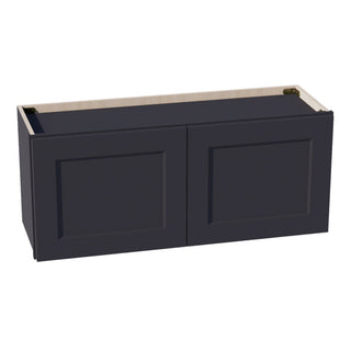 HE - W3615: Ebony Black Shaker 36"W x 15"H 2 Doors Standard Wall Bridge Cabinet - homecabinets