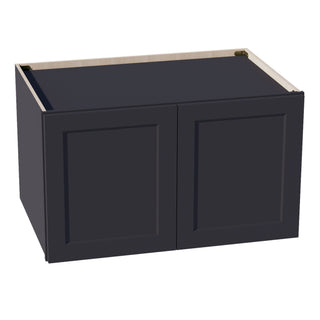 HE - W362124: Ebony Black Shaker 36"W x 21"H x 24"D 2 Doors & 1 Shelf Standard Bridge Wall Cabinet - homecabinets