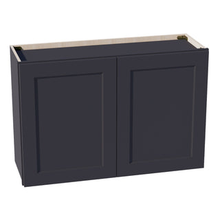 HE - W3624: Ebony Black Shaker 36"W x 24"H 2 Doors Standard Wall Bridge Cabinet - homecabinets