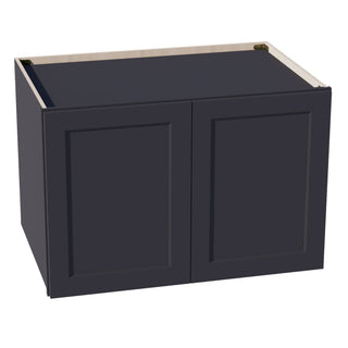 HE - W362424: Ebony Black Shaker 36"W x 24"H x 24"D 2 Doors & 1 Shelf Standard Bridge Wall Cabinet - homecabinets