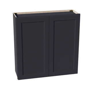 HE - W3636: Ebony Black Shaker 36"W x 36"H 2 Doors & 2 Shelves Standard Wall Cabinet - homecabinets