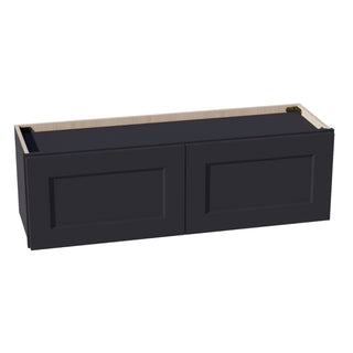 HE - W3912: Ebony Black Shaker 39"W x 12"H 2 Doors Standard Wall Bridge Cabinet - homecabinets