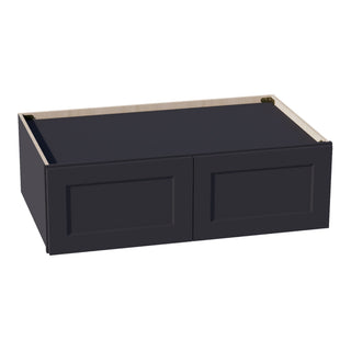 HE - W391224: Ebony Black Shaker 39"W x 12"H x 24"D 2 Doors Standard Bridge Wall Cabinet - homecabinets