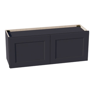 HE - W3915: Ebony Black Shaker 39"W x 15"H 2 Doors Standard Wall Bridge Cabinet - homecabinets