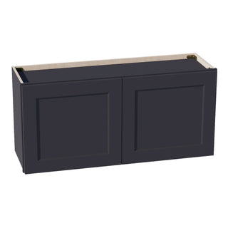 HE - W3918: Ebony Black Shaker 39"W x 18"H 2 Doors Standard Wall Bridge Cabinet - homecabinets