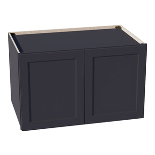 HE - W392424: Ebony Black Shaker 39"W x 24"H x 24"D 2 Doors & 1 Shelf Standard Bridge Wall Cabinet - homecabinets