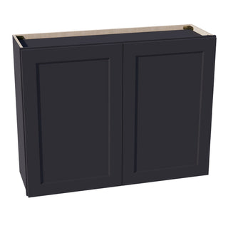 HE - W3930: Ebony Black Shaker 39"W x 30"H 2 Doors & 2 Shelves Standard Wall Cabinet - homecabinets