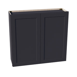 HE - W3936: Ebony Black Shaker 39"W x 36"H 2 Doors & 2 Shelves Standard Wall Cabinet - homecabinets