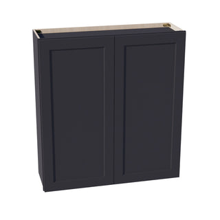 HE - W3942: Ebony Black Shaker 39"W x 42"H 2 Doors & 3 Shelves Standard Wall Cabinet - homecabinets