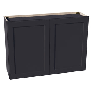 HE - W4230: Ebony Black Shaker 42"W x 30"H 2 Doors & 2 Shelves Standard Wall Cabinet - homecabinets