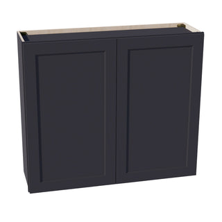 HE - W4236: Ebony Black Shaker 42"W x 36"H 2 Doors & 2 Shelves Standard Wall Cabinet - homecabinets