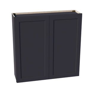 HE - W4242: Ebony Black Shaker 42"W x 42"H 2 Doors & 3 Shelves Standard Wall Cabinet - homecabinets