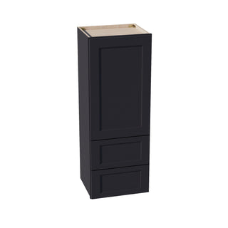 HE - WD1848: Ebony Black Shaker 18"W x 48"H 1 Door & 2 Drawers Special Wall Cabinet - homecabinets