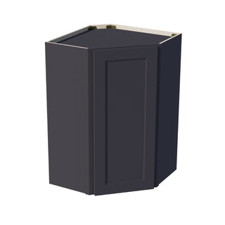 HE - WDC2436: Ebony Black Shaker 24"W x 36"H 1 Door & 2 Shelves Diagonal Wall Corner Cabinet - homecabinets