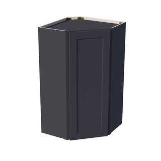 HE - WDC2442: Ebony Black Shaker 24"W x 42"H 1 Door & 2 Shelves Diagonal Wall Corner Cabinet - homecabinets