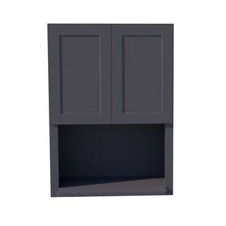 HE - WM3042: Ebony Black Shaker 30"W x 42"H 2 Door & 1 Shelf Wall Built - in Microwave Cabinets - homecabinets