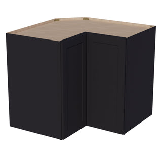 HE - WPC2436: Ebony Black Shaker 24"W x 36"H 1 Door & 2 Shelves Pie Cut Wall Corner Cabinet - homecabinets