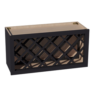 HE - WR3015: Ebony Black Shaker 30"W x 15"H x 12"D Wall Wine Rack Incl. Shelf - homecabinets