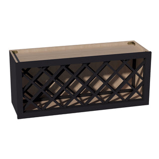 HE - WR3615: Ebony Black Shaker 36"W x 15"H x 12"D Wall Wine Rack Incl. Shelf - homecabinets