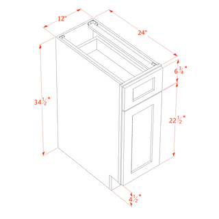 HF - B12: Frost White Shaker 12" 1 Drawer 1 Door Standard Base Cabinet - homecabinets