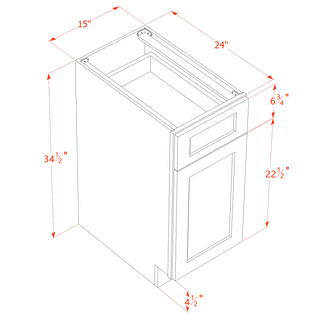 HF - B15: Frost White Shaker 15" 1 Drawer 1 Door Standard Base Cabinet - homecabinets