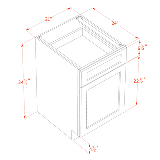 HF - B21: Frost White Shaker 21" 1 Drawer 1 Door Standard Base Cabinet - homecabinets