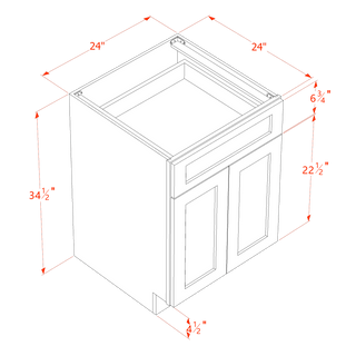 HF - B24: Frost White Shaker 24" 1 Drawer 2 Doors Standard Base Cabinet - homecabinets