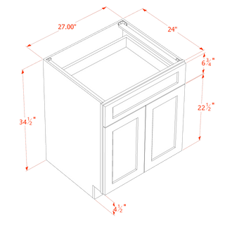 HF - B27: Frost White Shaker 27" 1 Drawer 2 Doors Standard Base Cabinet - homecabinets