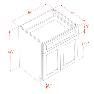 HF - B30: Frost White Shaker 30" 1 Drawer 2 Door Standard Base Cabinet - homecabinets