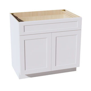 HF - B36: Frost White Shaker 36" 1 Drawer 2 Doors Standard Base Cabinet - homecabinets