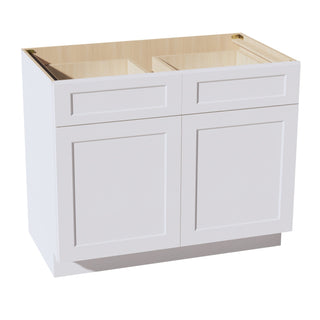 HF - B42: Frost White Shaker 42" 2 Drawers 2 Doors Standard Base Cabinet - homecabinets